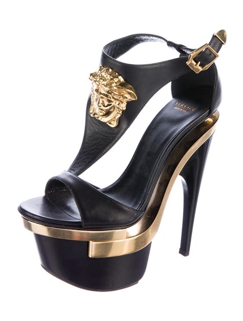 versace women's ankle strap high heel sandals|Versace medusa flats sandals women.